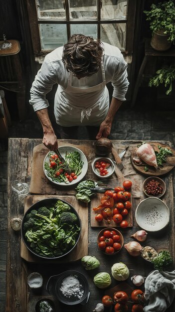 Kucharz przygotowujący potrawę